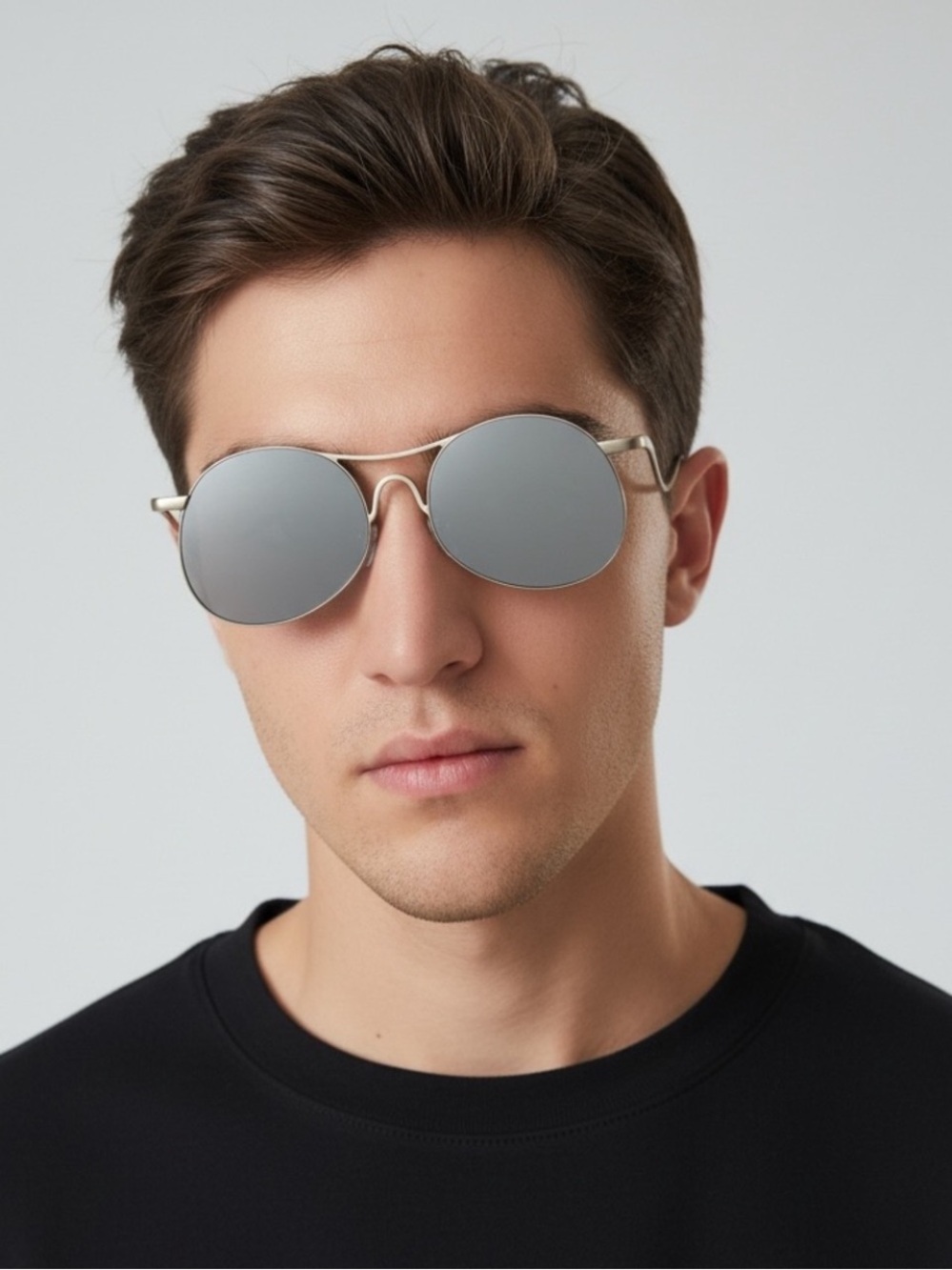 3.1 Phillip Lim x Linda Farrow PL177 Titanium White Gold Aviator Sunglasses Set